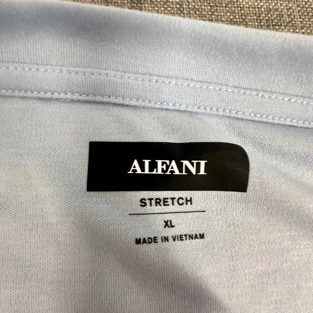 NEW! Mens Alfani Casual Shirt Long Sleeves XL $45 Blue Rayon, Polyester, Spandex